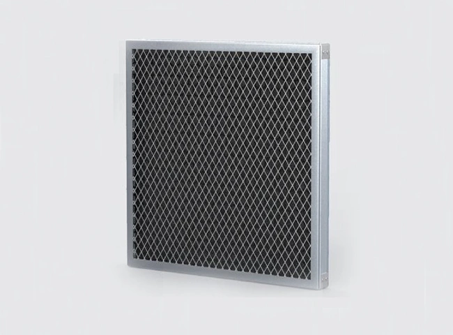 Plate activated carbon (honeycomb particle) filter